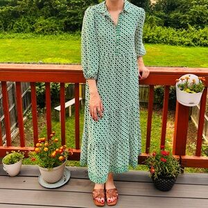 Max Studio Green and White Maxi Dress